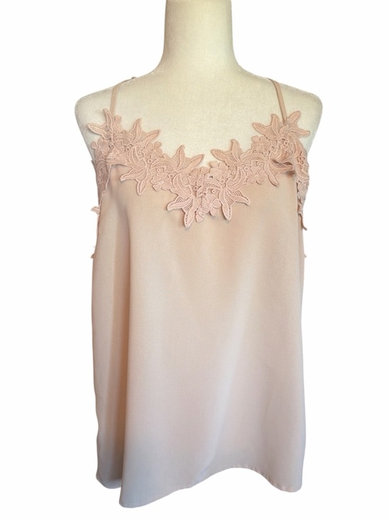 BiBi Tops - BiBi Floral Lace Trim Spaghetti-Strap Camisole - Nude